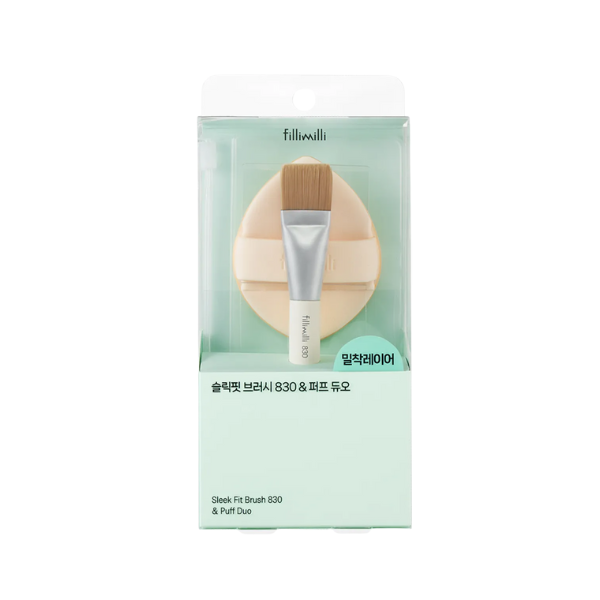 fillimilli - Sleek Fit Brush 830 & Puff Duo (+ Pouch) - 1 set - No Color