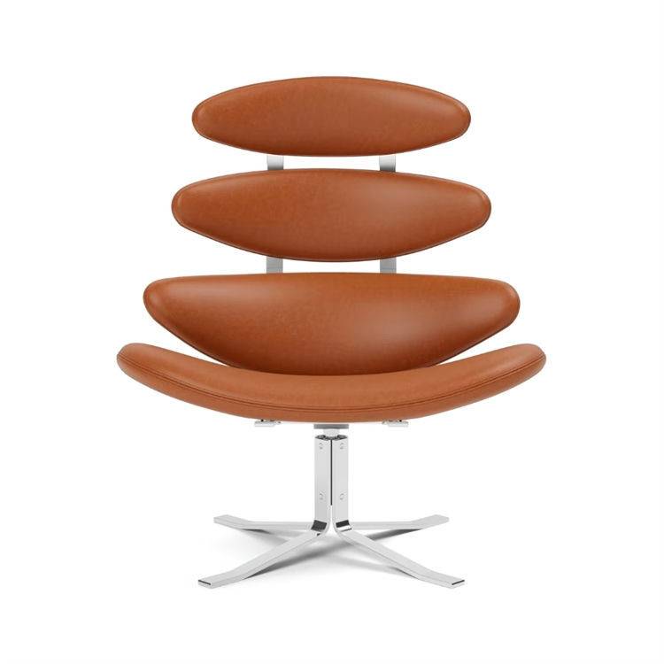Fredericia Furniture 5000 Corona Chair Loungestol, Læder  Max 95 Cognac Læder