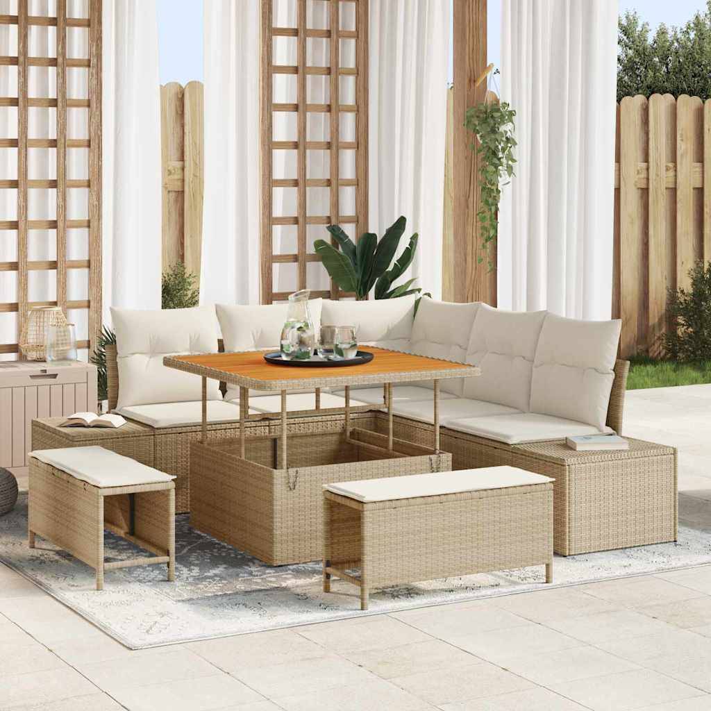 vidaXL Havesofa Sæt 8 stk. Beige polyrattan