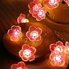 LED-ljusslinga blommor, ljuskedjor inomhus batteri 20 lysdioder 2 m körsbärsblomma ljuskedja för rum, dekorativa lampor vår dekoration, presenter till kvinnor flickor