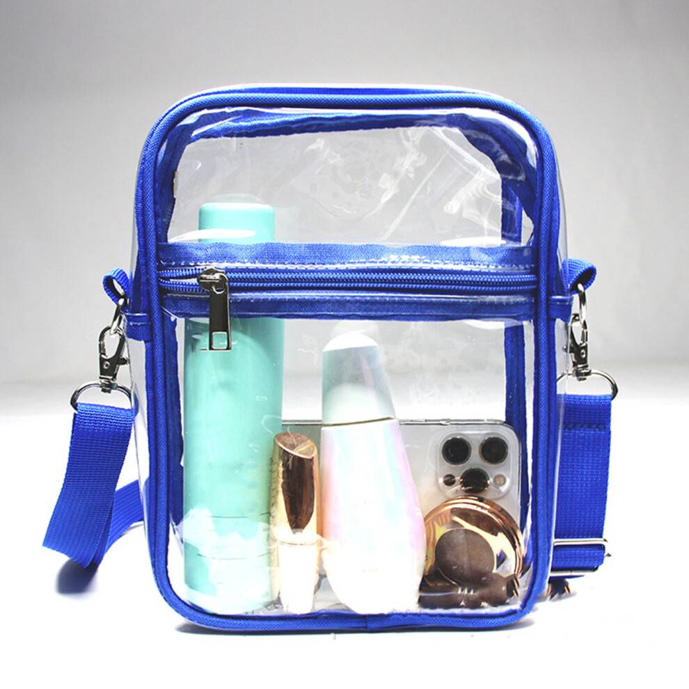Transparent PVC-crossbody-taske med stor kapacitet, klar makeup-kosmetik, diverse crossbody-pung, makeup-kosmetikpung, fødselsdagsgave (blå)