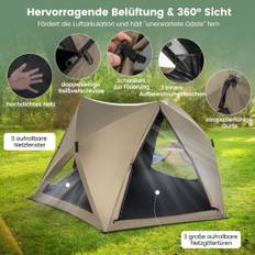 Pop up telt til 4-6 personer campingtelt med baldakin vandtæt familietelt 285 x 250 x 147 cm olivengrøn