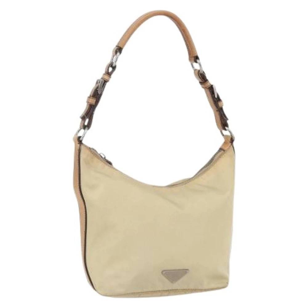 Prada Vintage Pre-owned Vintage Skuldertaske - Vintage - Dame - Beige - ONE SIZE - Uld