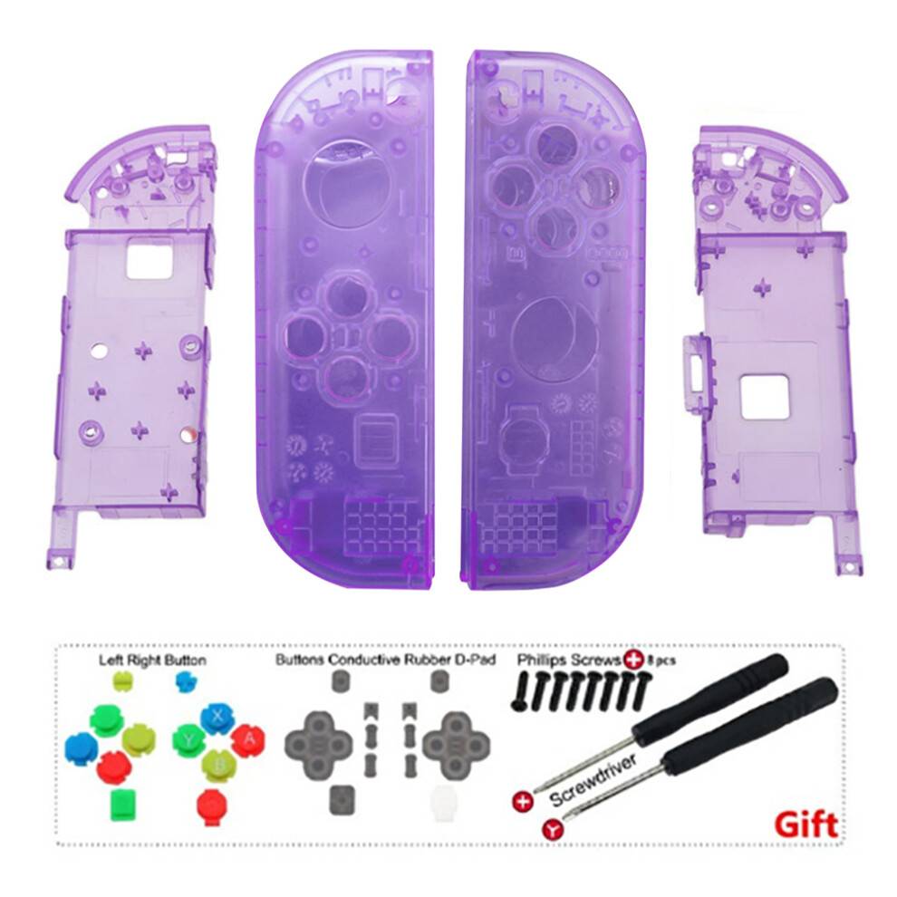 Forvandl din Nintendo Switch, holdbar, giftfri ABS-plastik, hård skal, halvgennemsigtig controller-udskiftning med præcisionssnit.
