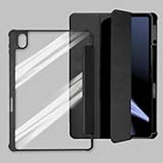 Kraftigt fodral tredelat smart surfplattefodral kompatibelt med OnePlus Pad Go 11,4 tum, med pennhållare, klar transparent baksida skal smalt stativ stöttåligt TPU-fodral, automatisk väckning/sömn