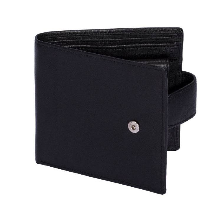 Men's Smooth Nappa Leather Bifold Wallet with RFID Blocking and Coin Purse