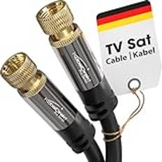 KabelDirekt – Sat Kabel, Antennkabel, Koaxialkabel – 5m – 4K TV Kabel med F-kontakt i metall – Finns i 0,5-30m (för radio/TV, DVB-T, DVB-C, DVB-S/DVB-S2, internet, svart)