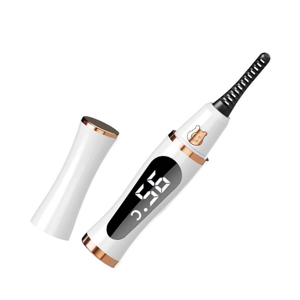 (White) Quick Heating Dense Eyelashes Curler With Safe Thermoregulation For Long Permanent Spirals Travel Friendly Plan White