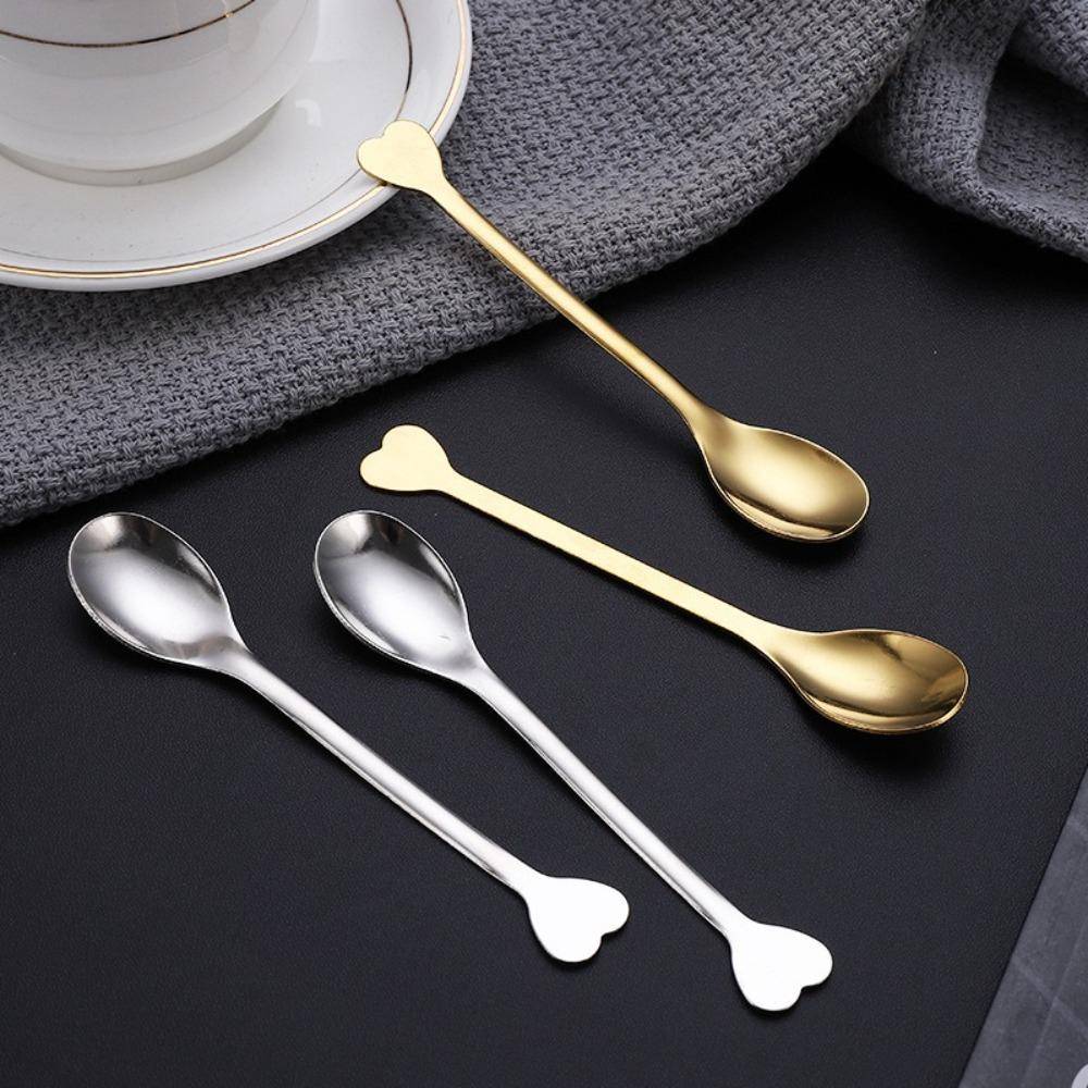 6PCS Household Mini Tea Spoon Love Handle Coffee Spoon Creative Dessert Spoon  Bar Accessories