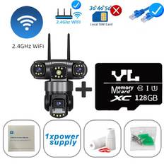 12MP Triple Screens IP66 Outdoor HD Night Vision Ai Human Detect WiFi Surveillance Camera V380 Pro 4G SIM Card IP Security Camera WiFi Cam Add 128G