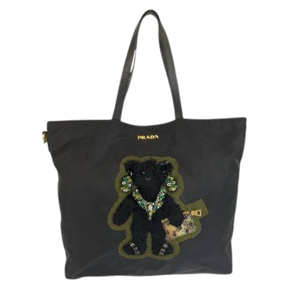 Prada Vintage - Pre-owned Tessuto Teddy Bear Nylon Leather 2way Tote Bag Vintage - Dam - ONE Size - Nylon