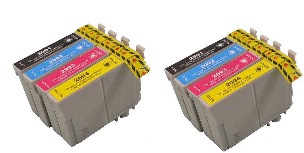 Epson T2996 Dubbelt Set 29XL (T2991, T2992, T2993, T2994) BK/C/M/Y. Kompatibla (ej Epson original) bläckpatroner. T2986. Fri frakt.