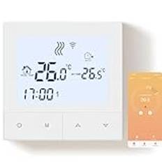 Beok Tuya Wifi Golvvärme Termostat,Smart Termostat Vattenburen Golvvärme,Programmerbar rumstermostatkompatibel med Tuya Smart/Alexa/Google Home 3A TDS72-WIFI-WP