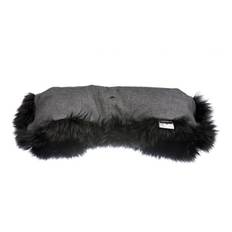 Bozz handmuff lammskinn, grå melange/grå långhårig