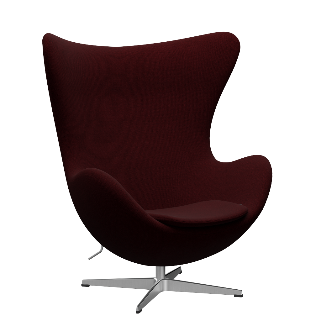 3316 Ægget loungestol, stel i børstet aluminium af Arne Jacobsen Hallingdal - 694 Wine Red - Jacobsen Plus