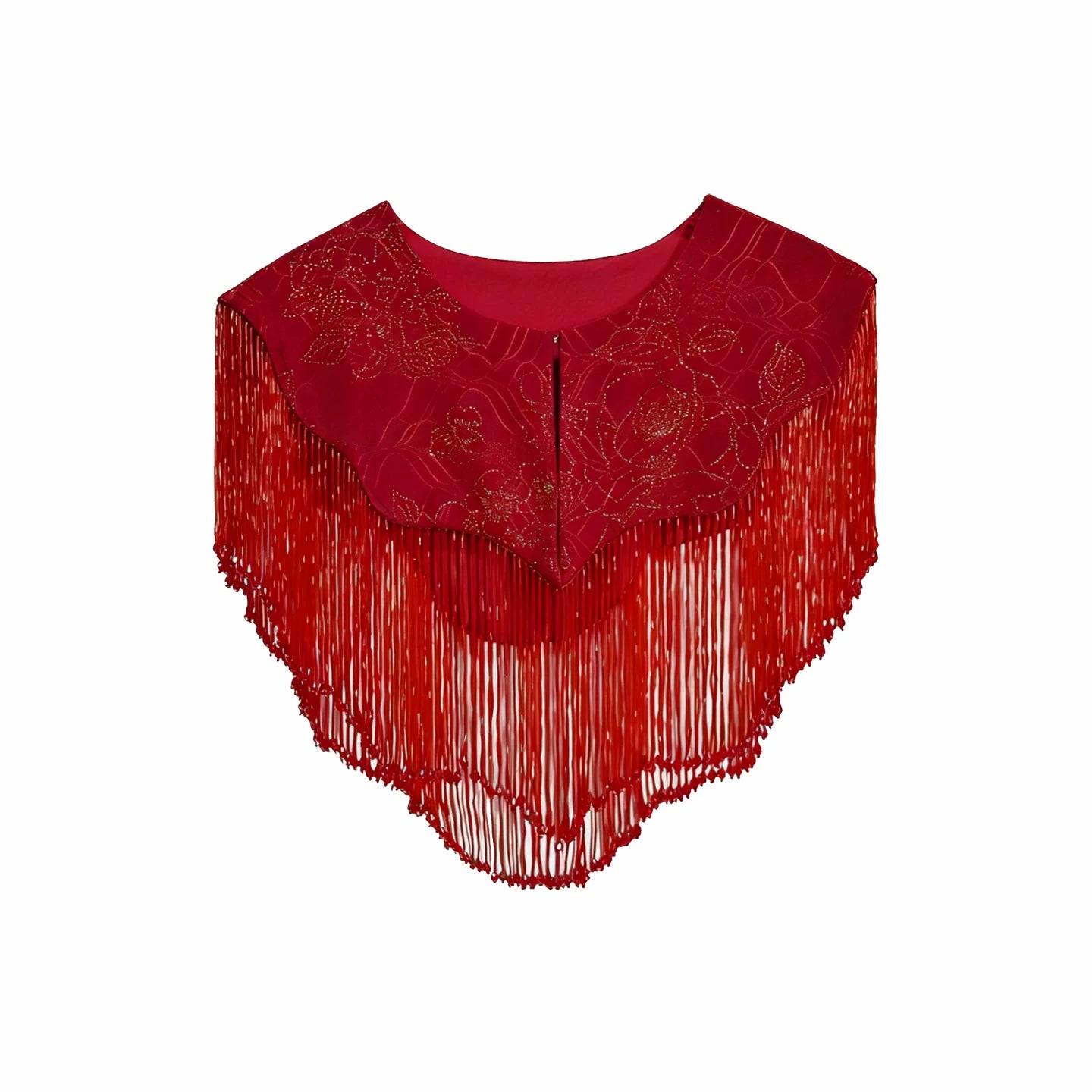 Xijiayin Red Trailing Cheongsam | Chinese Bridal Wedding Qipao with Cloud Shoulder & Beaded Jacket - Red [Jiayin] the same cloud shoulder (single cloud shoulder) / (cheongsam, coat) M size