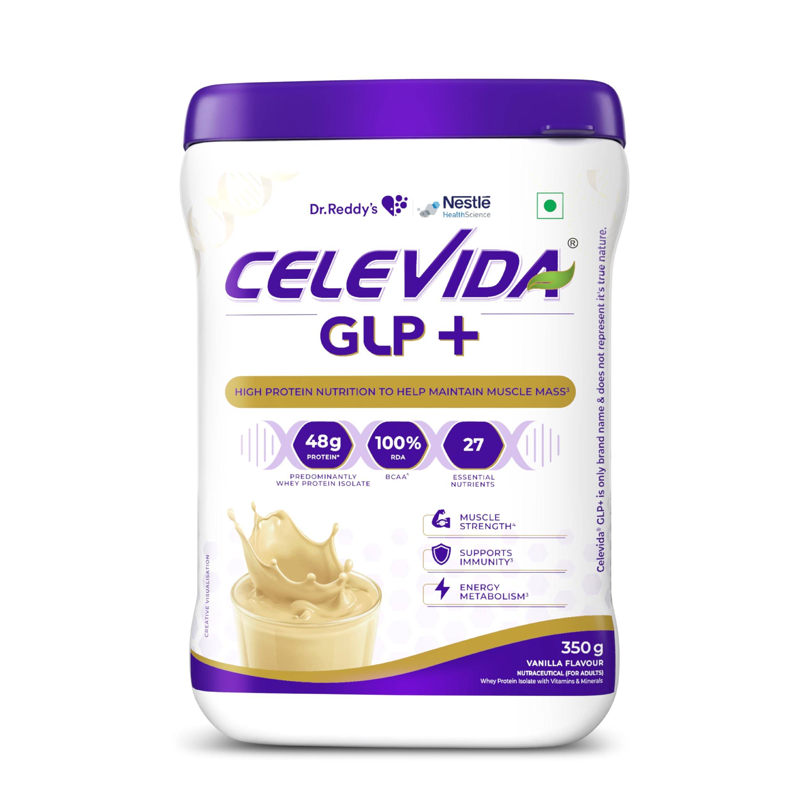 Celevida GLP+ - High protein support for lean muscle preservation during GLP-1/GIP therapies | 24gm protein per serving (predominantly WHEY isola