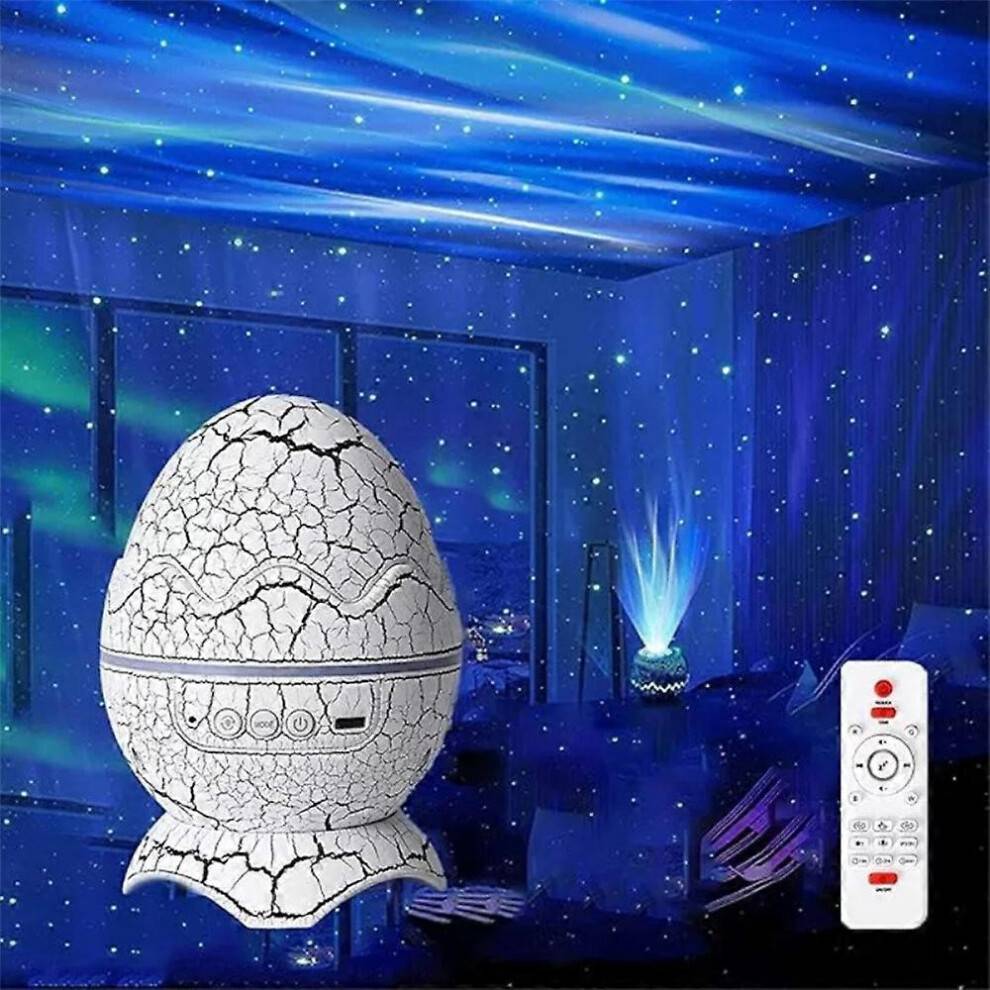 (Crack white) 7 styles Crack Transmission Atmosphere Nightlight Dinosaur Egg Star Lamp Full Projector Water Ripple Laser Projection Holiday gifts