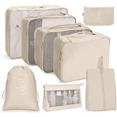 Koffer Organizer Set 8-teilig, Kofferorganizer Packing Cubes Set für Reise, Packwürfel für Rucksack, Packtaschen mit Kosmetiktasche, wasserdichte Schuhe Beutel, Travel Essentials