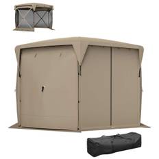 Sexkantig paviljong ca. 3,5x3m pop-up hopfällbar paviljong med avtagbart tak UV 30+ hopfällbart vattentätt partytält trädgårdstä