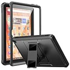 MoKo Case Fits All-new Amazon Fire HD 10 Tablet(13th Generation, 2023 Release) 10.1"- [Heavy Duty] Full Body Rugged Cover Stand Case for Fire Tablet 10 2023 with Built-in Screen Protector, Black