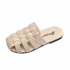 barn tennisskor 2024 sommar flickor sandaler solida skor bekväma söta tygtofflor gräva ut strandsandaler med halkfri mjuk sula, K 543 beige, 32 EU Larga