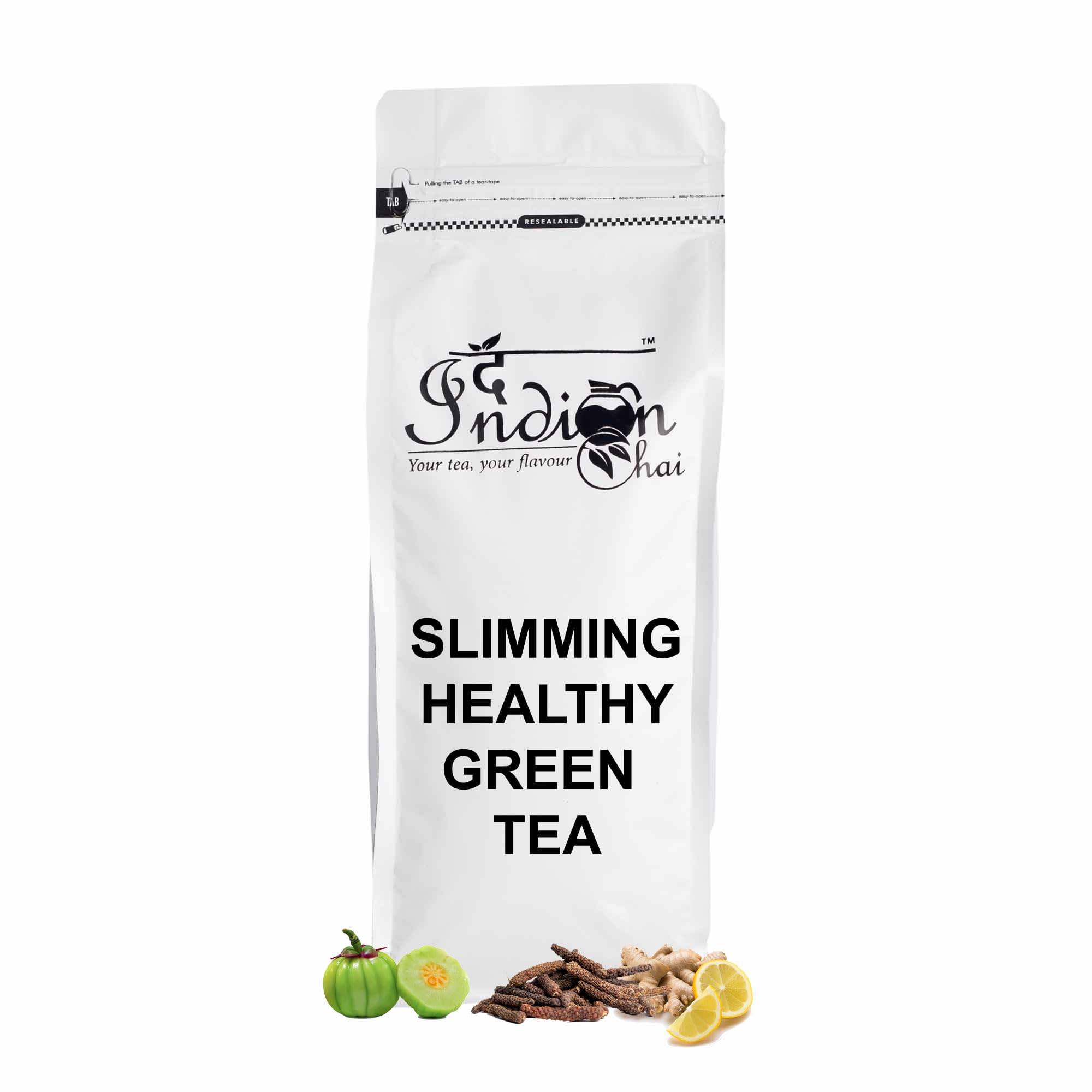 Indisk Chai - Bantning Hälsosamt Grönt Te 250g | Örtig Välbefinnandeblandning med Garcinia, Haritaki, Senna, Moringa & Kryddor | Stödjer Matsmältningen