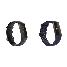 Fitbit Charge 3/4 Remme i Sort og Mørkeblå Silikone - 2 Pak