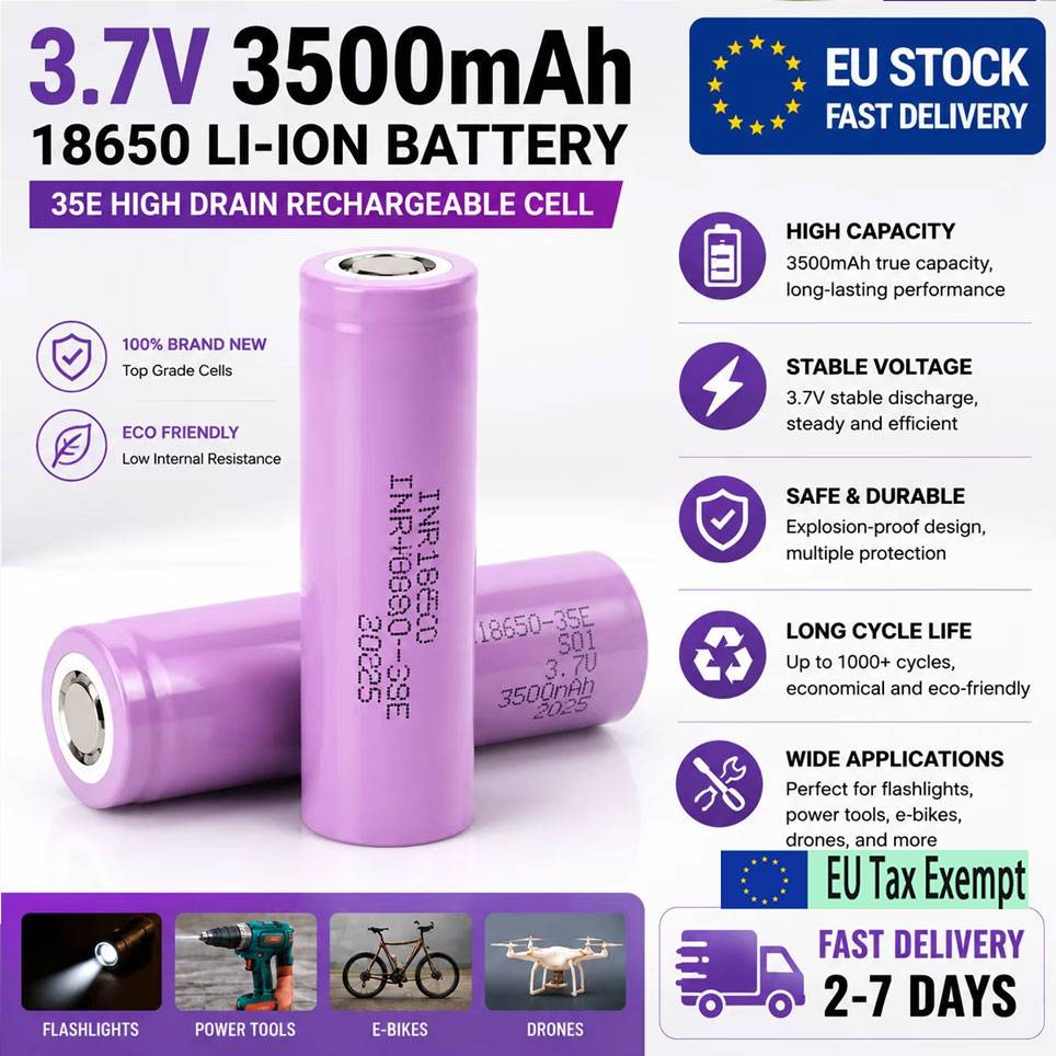 Rechargeable Battery Pack 3.7V 3500MAH Lithium-ion INR18650 35E Fit for 18650 Devices