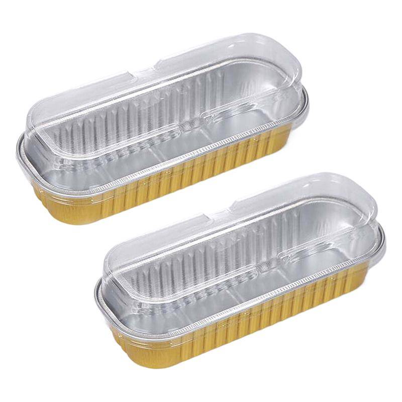 10 st Mini Formar Med/Utan Lock Rektangulära Bakformar i Aluminiumfolie Återanvändbara Mini Brödbehållare Muffinsformar