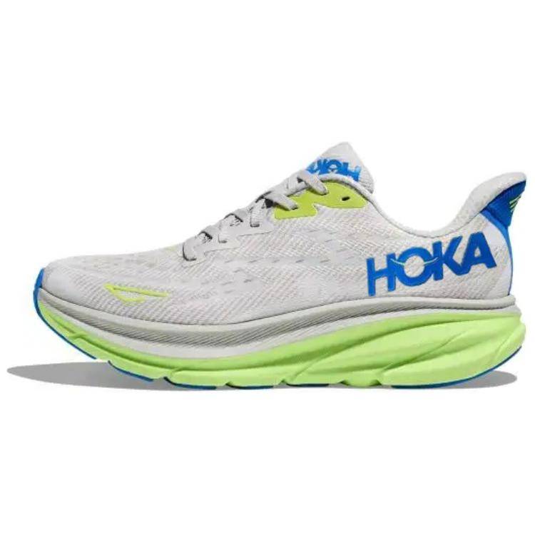 Hoka One One Clifton 9 Bred Bekväm Mångsidig Halkfri Slitstark Lågskuren Löparsko Herr Löparsko Grå Grön Blå 1132210-STLC cm white