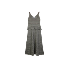 LINEN SEQUINED POINTELLE DRESS - Green - XS - CRUSH Collection - Midi dresses