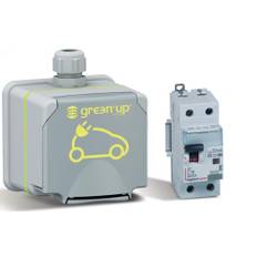 LEGRAND, Green' Up Steckdose für Elektrofahrzeuge & Plug-in-Hybridfahrzeuge, Mode 1&2, 1-phasig, Ladestrom von 8-16A, 3,7kW, 230V, AP, IK08, IP44, inkl. FI/LS-Schalter, C16, 30mA, Typ F, 090470DE