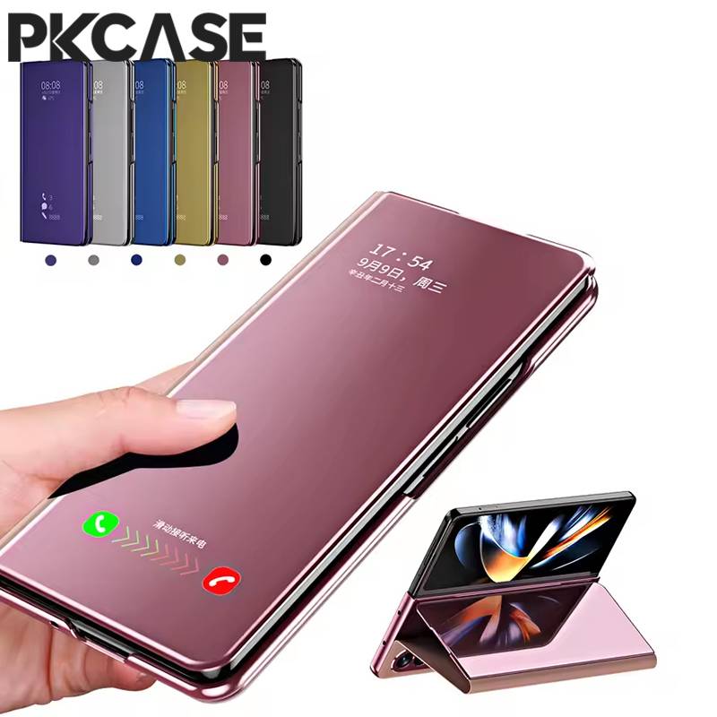 PKCASE Smart Mirror Flip Phone Case For Samsung Galaxy Z Fold 8 Ultra Z Fold 7 Z Fold 6 Z Fold 5 Z Fold 4 Z Fold 3 Leather Cover