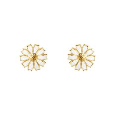 Georg Jensen Daisy øreringe i forgyldt med hvid emalje - Ø 7 mm