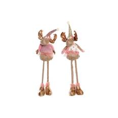 Julepynt DKD Home Decor Hvid Pink Gylden Rensdyr 15 x 17 x 50 cm (2 enheder)