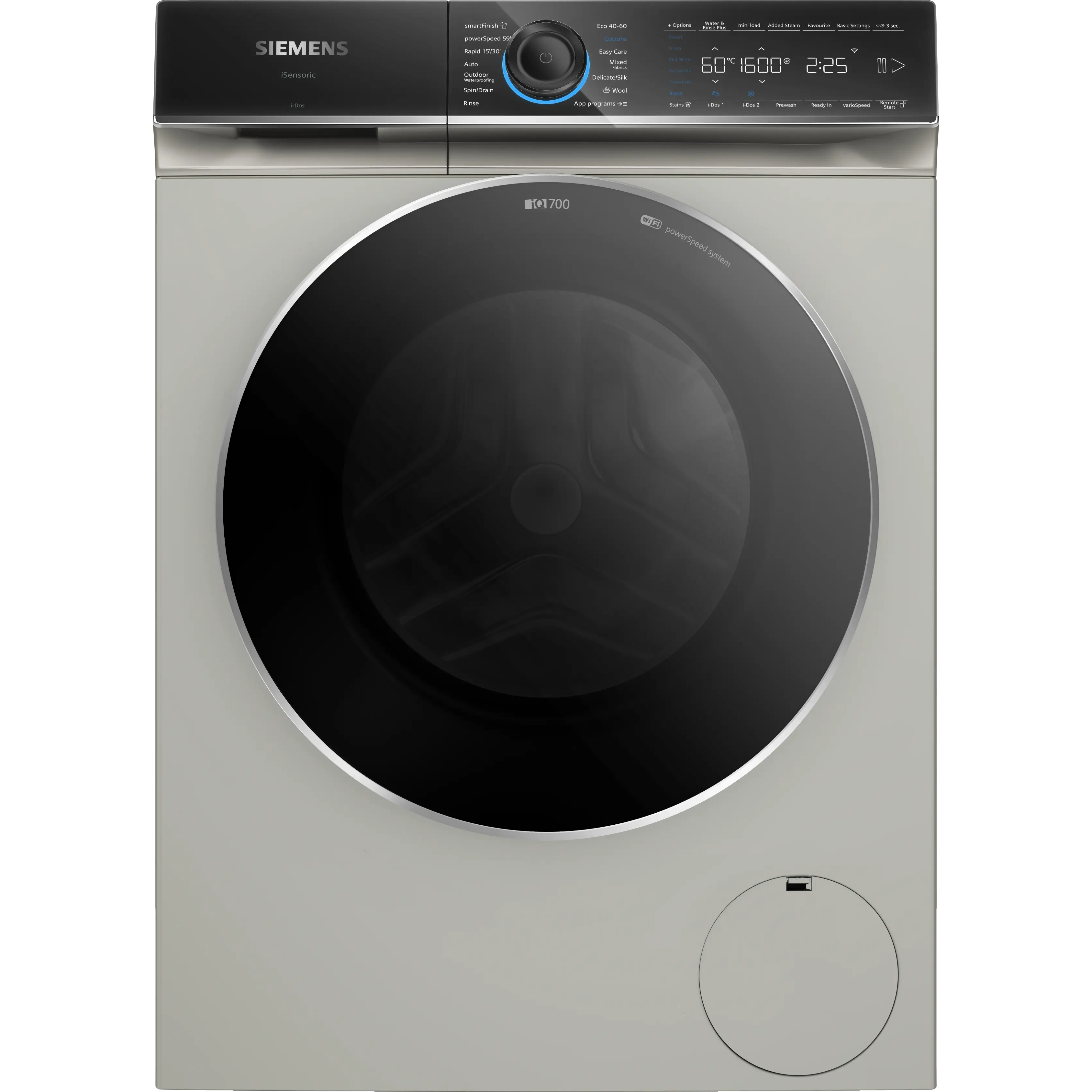 Siemens iQ700, Washing machine, front loader, 11 kg, 1600 rpm, Silver inox