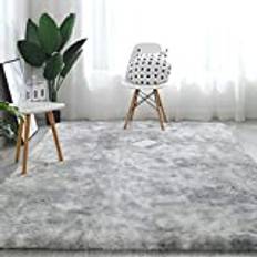 Tinyboy-hbq mattor fluffig sovrumsmatta mjuk golvmatta halkskydd vardagsrumsmattor lurviga plyschmattor för vardagsrum heminredning (200 x 300 cm, gråvit)