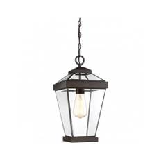 RAVINE Udendørs loftlampe i stål og glas H50,5 - 297,9 cm 1 x E27 - Antik bronze/Klar
