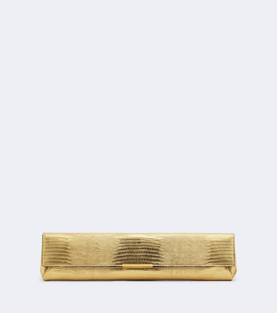 Balmain Clutch de piel grabada metalizada - dorado - Talla Única