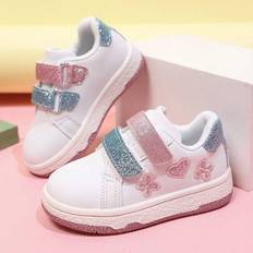1 par Barn Casual Lättvikts dubbla band, halkfria mångsidiga sportskor, sneakers med platt sula för pojkar och flickor - Vitt (EUR21,EUR22,EUR23,EUR24,EUR25,EUR26,EUR27,EUR28,EUR29,EUR30)