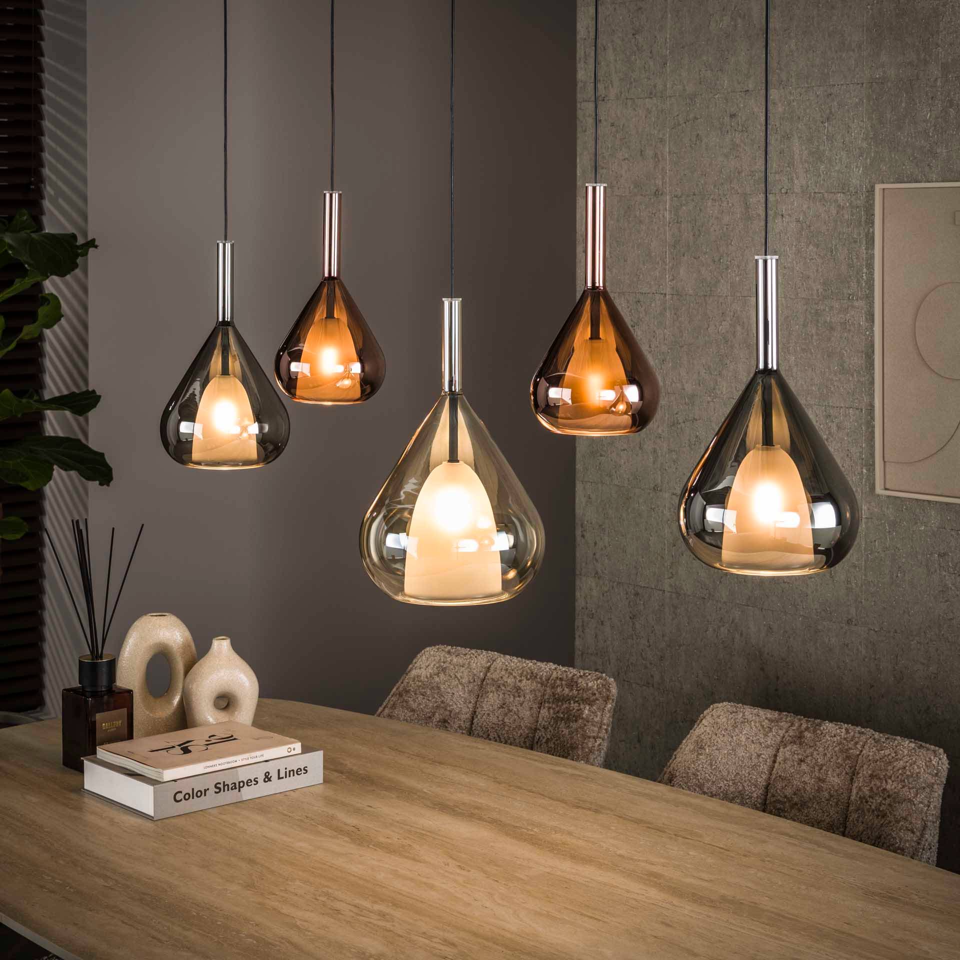 Blast - Loftlampe med fem dråbeformede glaskupler