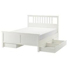 HEMNES sängstomme med 4 sänglådor, vitbets, 160x200 cm
