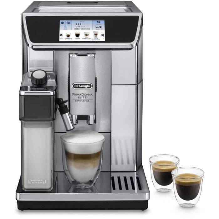 Espressomaskin med kvarn - DELONGHI PrimaDonna Elite Experience ECAM650.85.MS - Grå - Ansluten - Kaffemaskin för hela bönor grå