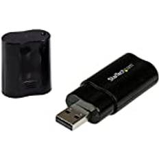 StarTech.com USB-ljudadapter – USB till ljudkort i svart – ljudkort med USB (kontakt) och 2 x 3,5 mm uttag
