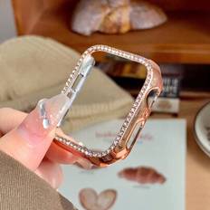 1 st Rose Gold Glitter Strassdekor Elegant fashionabelt skyddsfodral omslag kompatibel med Apple Watch 38/40/41/42/44/45/46/49 mm, kompatibel med Appl - Skelett roséguld (38mm,40mm,44mm,Series 1/2/3 42mm,45mm,46mm,41mm,49 mm,Serie 10 42mm)