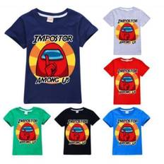 Among Us Barn T-Shirt  Impostor Sssshhhh Game Crewmate Black Svart 130