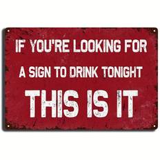 TEMU Funny 'drink Tonight' Vintage Tin Sign - Bars, Garages & Patios | 8x12" Sarcastic Wall Decor | Great Gift Idea