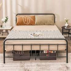 Metal platform seng Moderne sengeramme med sengegavl og fodgærde 208 x 164 x 102 cm Sort