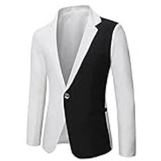 Dinnesis Blazer herr slim fit elegant kavaj herr sportig kostym jacka mode färgade sömmar kavaj enkelknapp kavaj kavaj för bröllop fest examen business, Vit, XXL